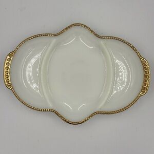 Vintage Anchor Hocking Fire King Opaline White 3 Section Relish Tray MCM